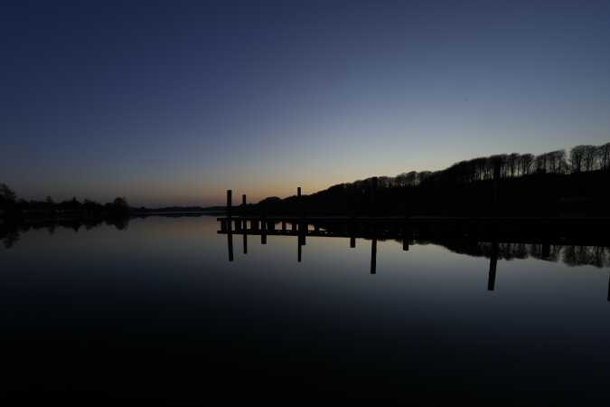 Sol nedgang over Fårup søJelling